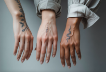 fine line hand tattoos for women