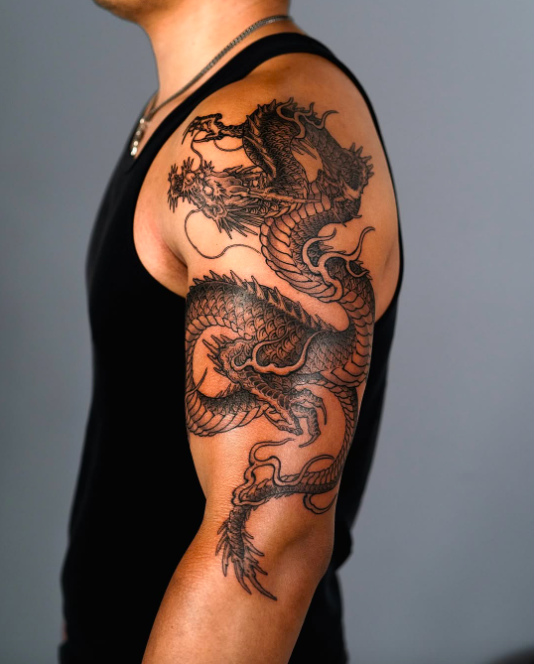 dragon arm tattoos for guys